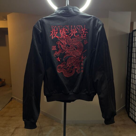 RYE CHASIN "BOSOZOKU" EMBROIDERED ZIP UP JACKET BLACK/RED - Picture 1 of 14